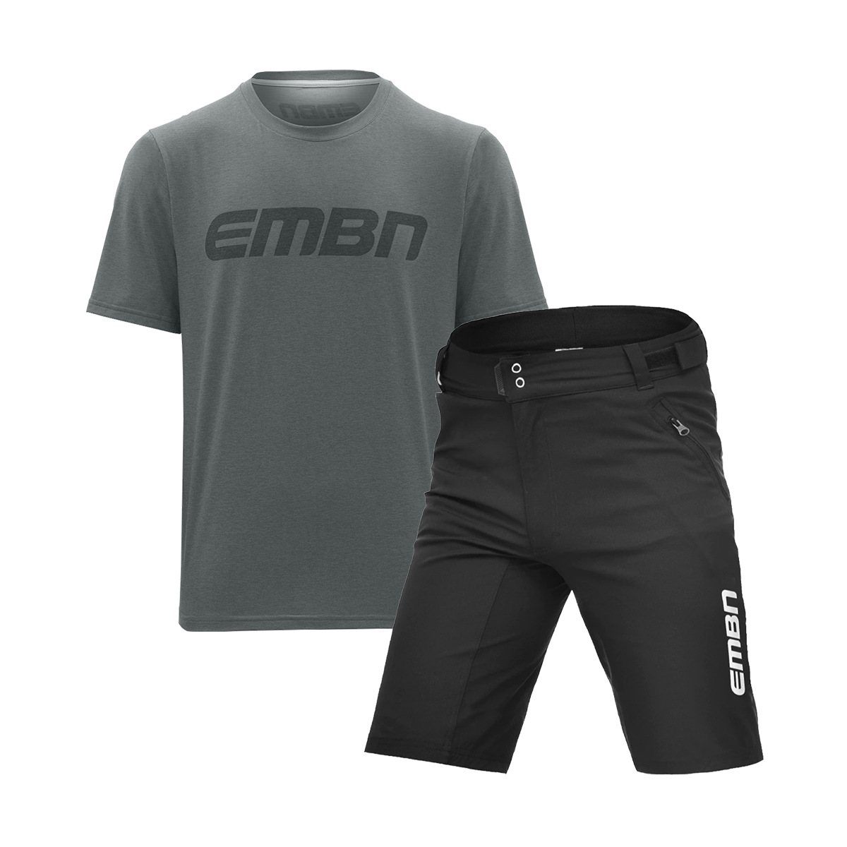 EMBN T-shirt tecnica kaki a maniche corte e pantaloncini