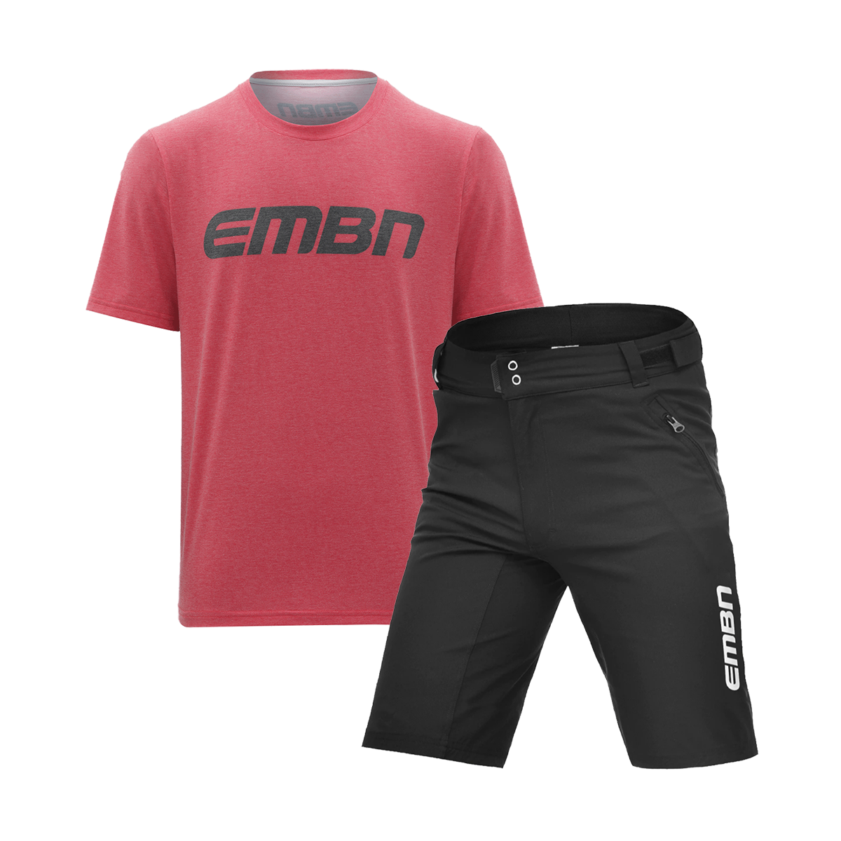 Pacchetto t-shirt e pantaloncini tecnici rossi a maniche corte EMBN